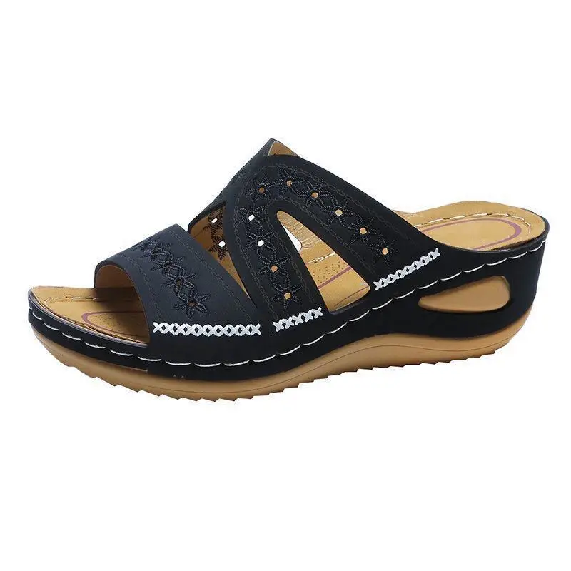 New Wedge Heel Platform Retro Sandals Women's Shoes Large Size Slippers Women