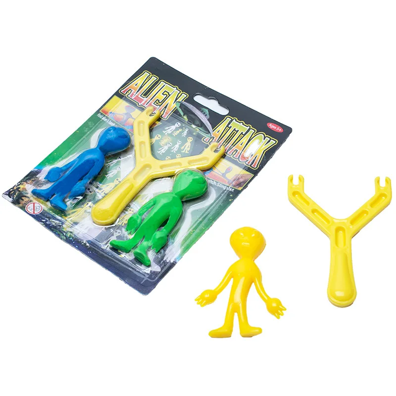 Party Games Play Novelty Toys TPR Soft Mini Alien Attack Flinger Alien Sling Shot Sticky Alien Catapult