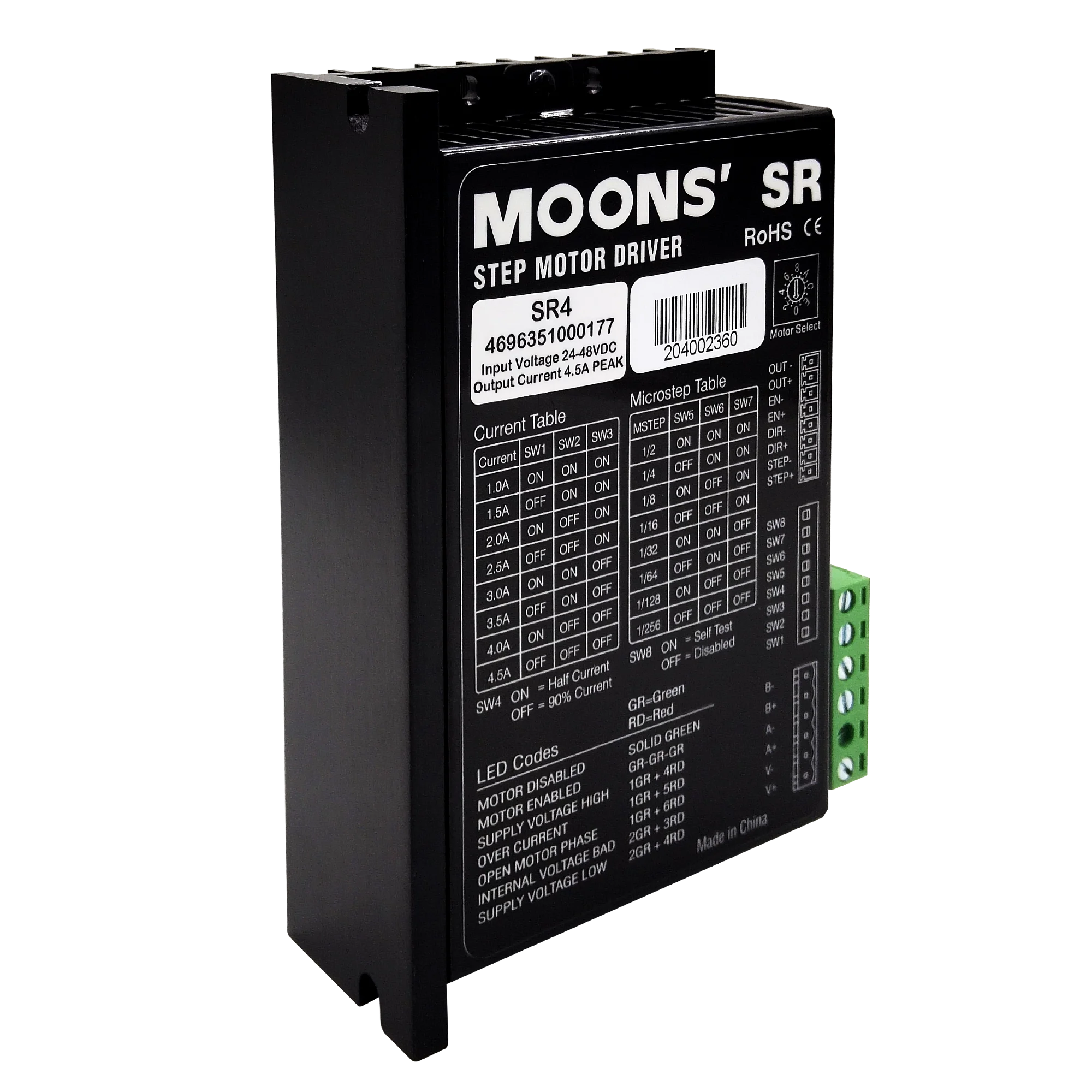 MOONS SRシリーズ 2相DC入力ステッピングドライブ 4.5A マイクロ