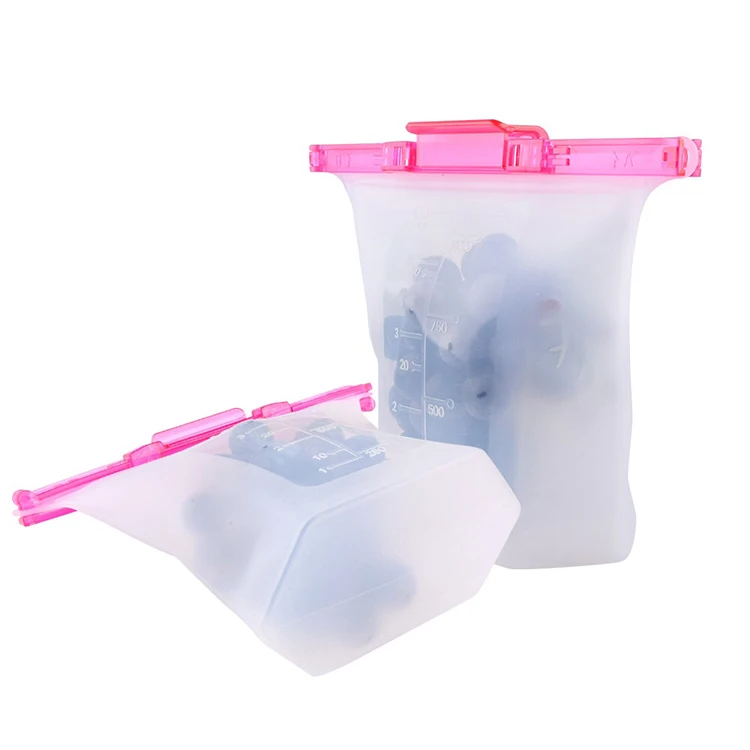 1000ml Custom Food Grade Reusable Silicone Food Zipper Bag Buy