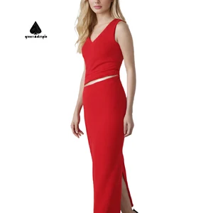 Original Custom Summer Women's Classy Casual Red Summer Cut Out Long Elegant Long Party Dresses Lady Classy Dresses