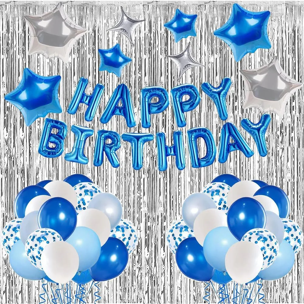65 Pcs Balloon Arch Set Foil Curtain Background Happy Birthday Star Aluminum Film Balloon for Birthday Party Supplier