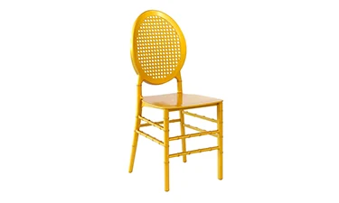 New Design Grid Back Stacking Gold Resin Wedding Event Chairs for Sale