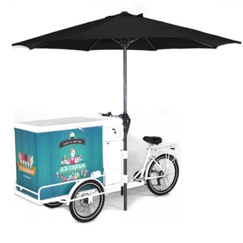 Commercial Street Cargo Bike with Fridge Freezer Bicycle Ice Cream Vending Cart Electric Tricycles 1200 Electric 4 Wheel Open