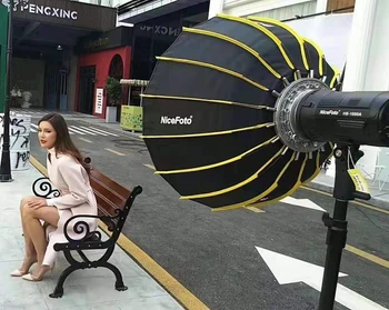 NiceFoto LED-60cm Photo Studio Camera Flash Parabolic Soft Box Lighting Bowens Mount Conical Ring Deep Softbox With Grid detail image