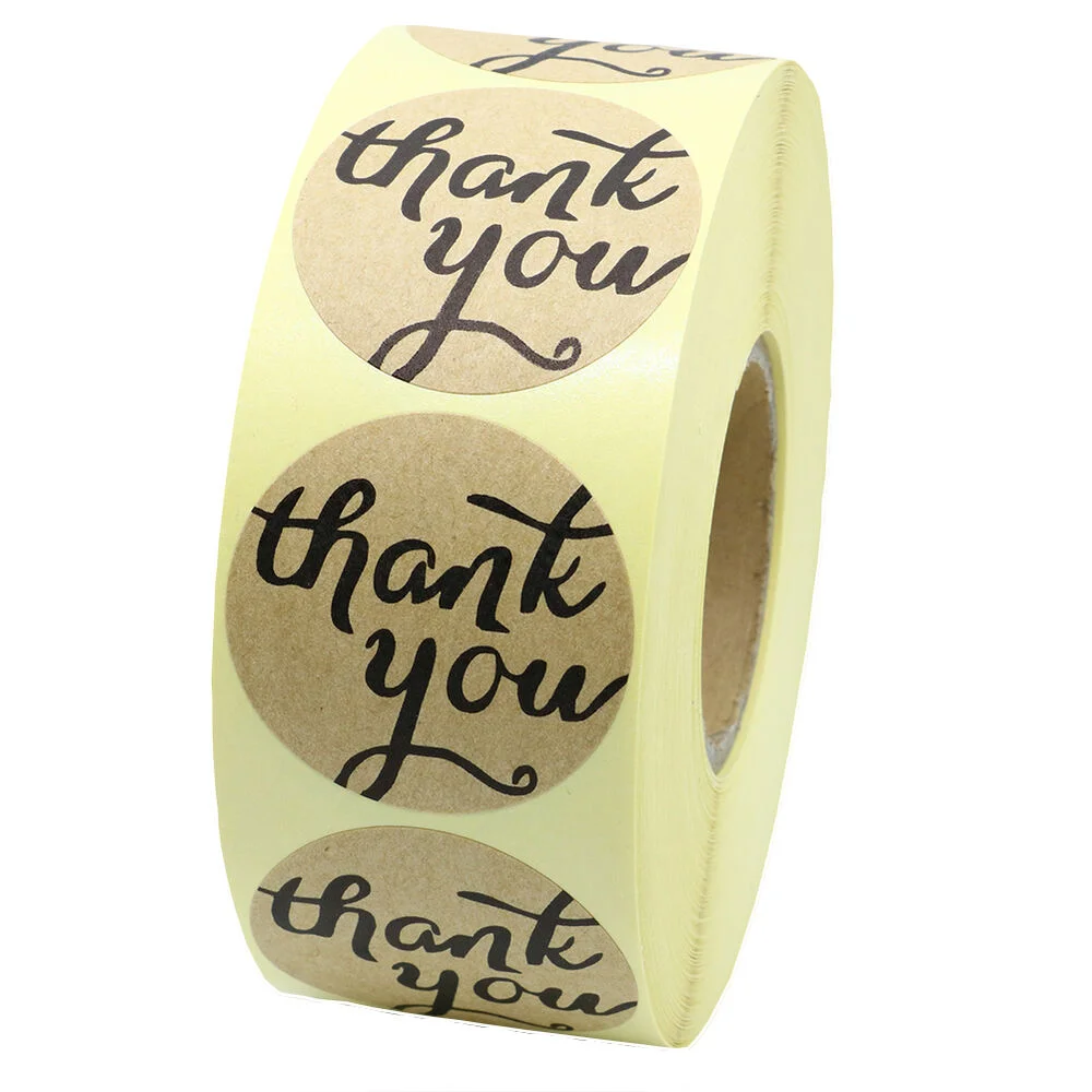 Custom Printed Round Logo Label Sticker Roll Kraft Paper Circle Labels