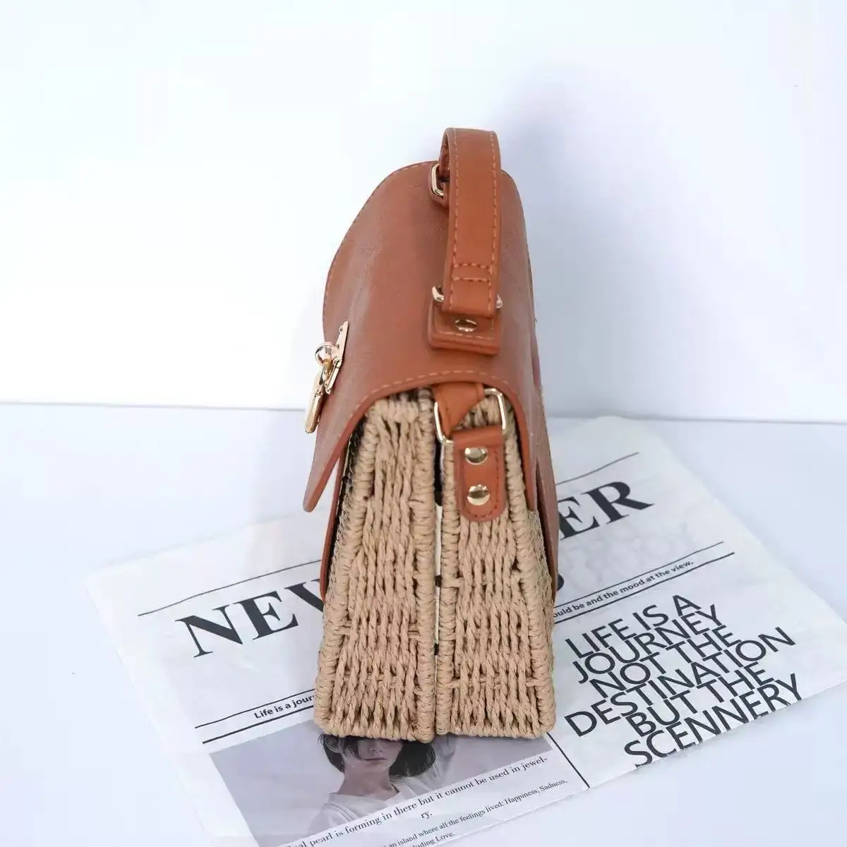 Design Fashionable Ladie's Crossbody Bag Straw Handbags for Women