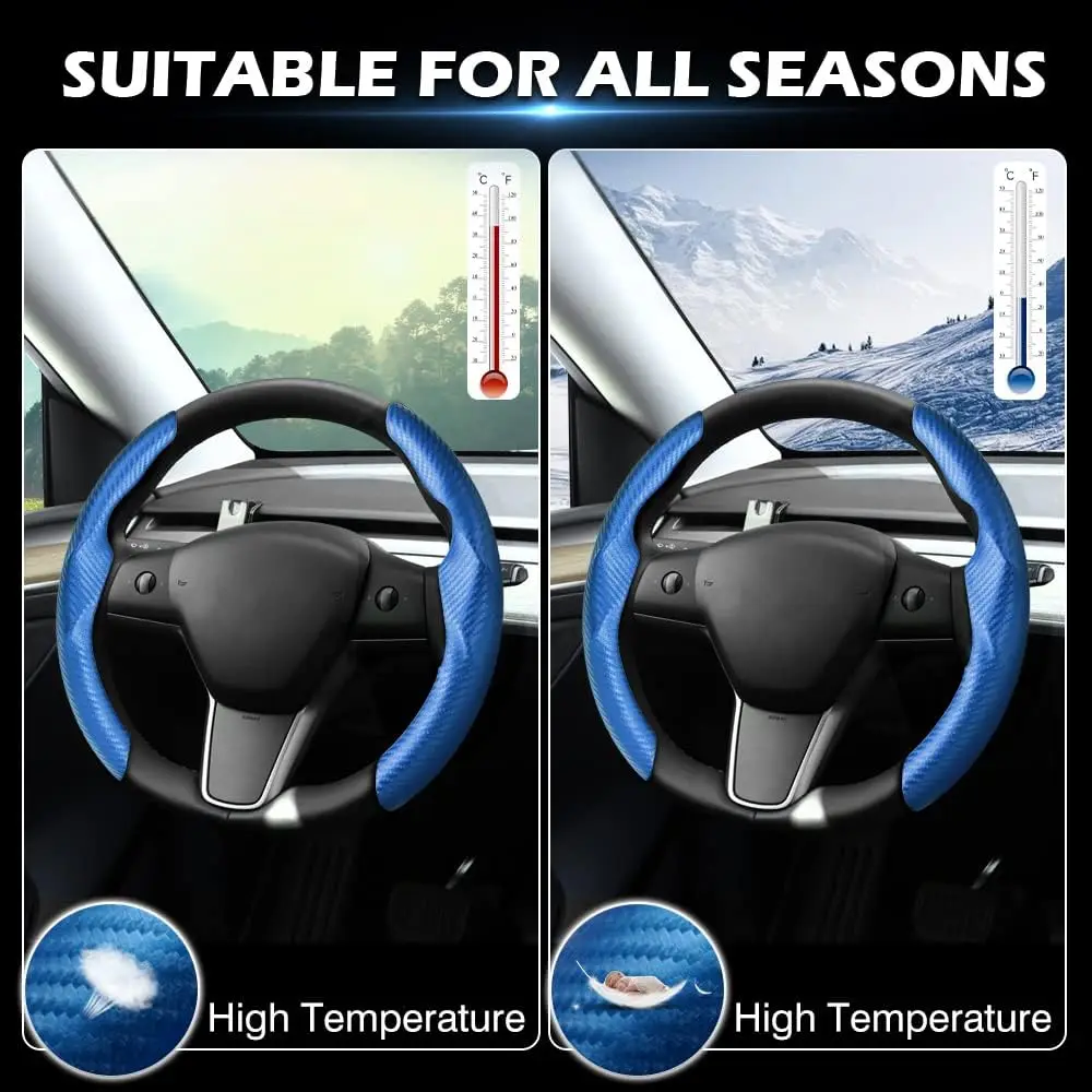 Coprivolante In Fibra Di Carbonio Per Tesla Model 3 E Model Y 2017-2023, Rivestimento In Pelle Traspirante, Antiscivolo, Facile Da Installare