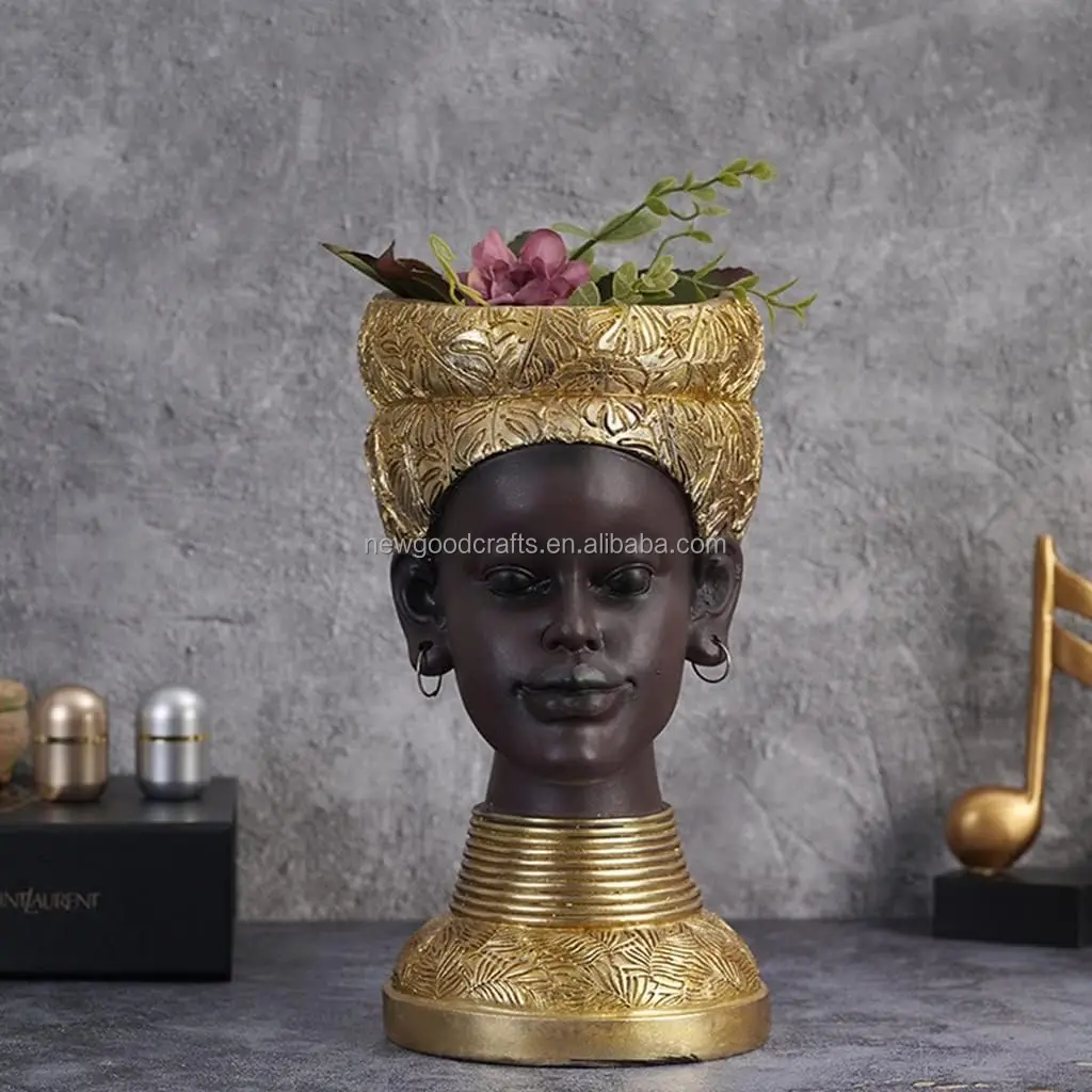 African Lady Statue with Key Tray Decorative Sculpture Girl Statues Home Decor Resin Craft Figurines Ornaments Living Room