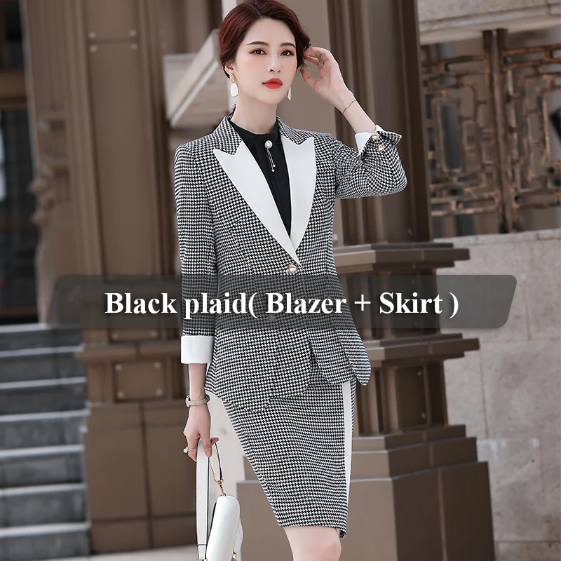 スーツ Nandez Checkered Jacket + Skirt Suit Set DHgate.com:Elegant 2-Piece Floral Check Print Suit Set: Long