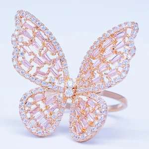Wholesale Fashionable Butterfly Gemstone Ring for Women Trendy Fingers Accessory for Weddings Engagements Anniversaries Zircon