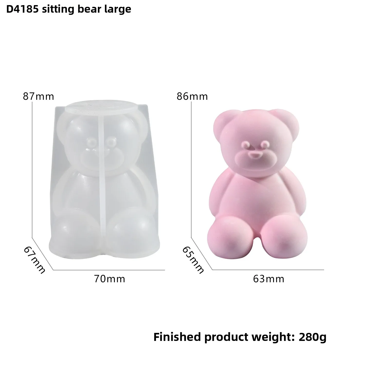 Sitting Bear Doll Silicone Mold for DIY Aromatherapy Candle or Cake Tools for Plaster Resin Ornaments manufacture