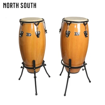 Wood Color Musical Percussion Instrument Goat Skin Maple Congas Drum Set With Stand