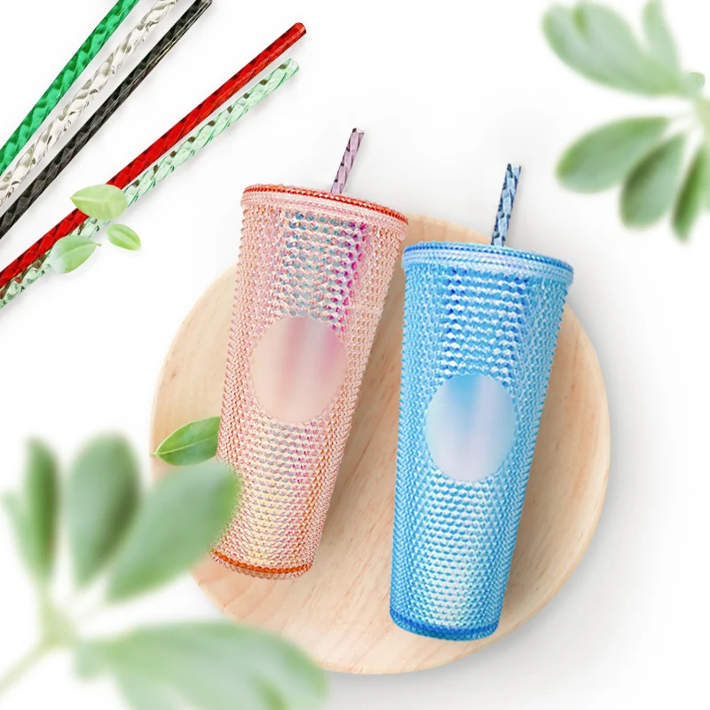 petg threaded blingbling colorful drinking straw