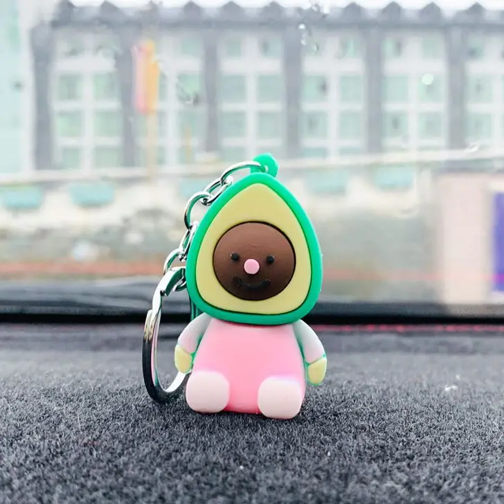 SC New Arrival Cartoon Keychain Colorful Silicone Keychain Various Fruits Cute Smile Avocado Keychain to My Son for Women Men