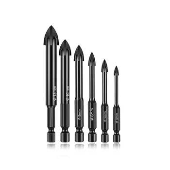 tile drill bits, drilling holes, triangular drills, impact drills, king drills, hexagonal handles, glass specialized, concrete