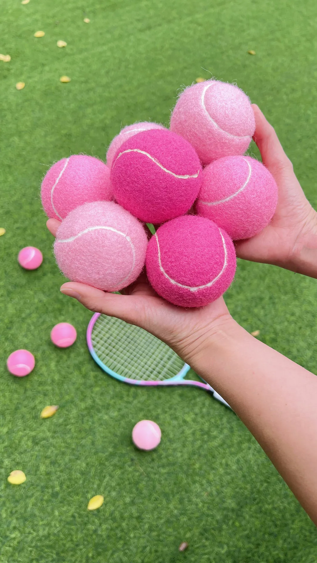 12 Piece Pack Cheap Pink Tennis Balls Polyester Felt Red Tennis Balls Practice Bulk Lawn Tennis