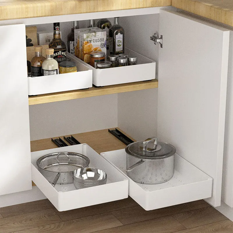 Home Kitchen Storage Pull-Out Cabinet Accessory with Plastic Rack No Punching Sink Drawe aperçu 3