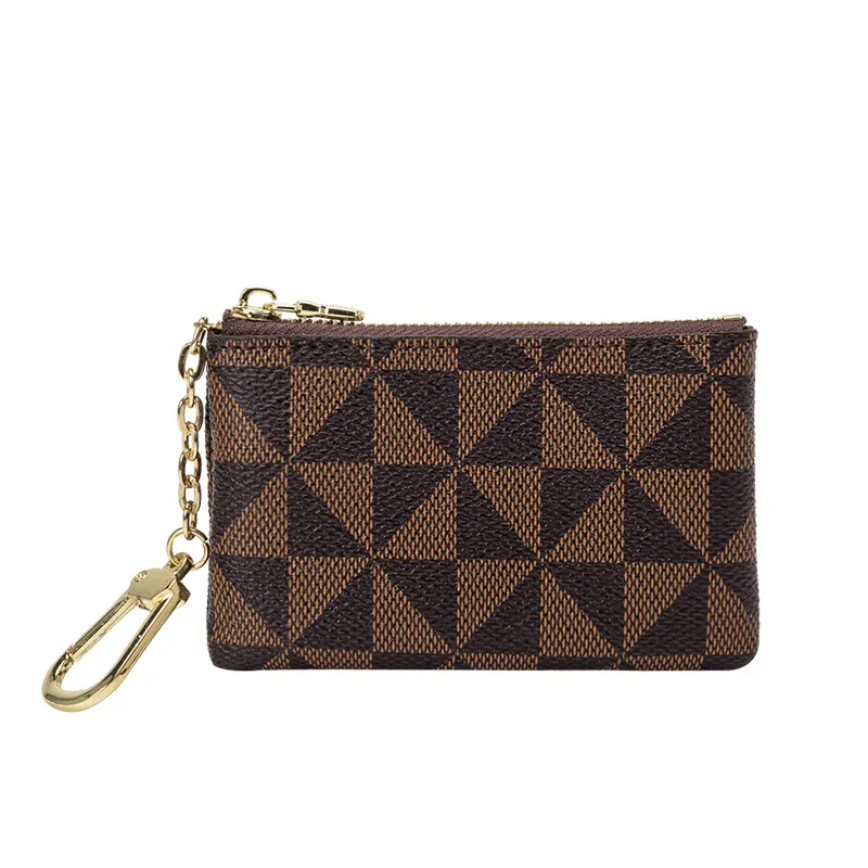 Wholesale Gold Zipper PU Leather Black Designer Coin Purse Small Brand  Wallet Credit Card Holder Brown Checkered Pouch with Keychain From  m.