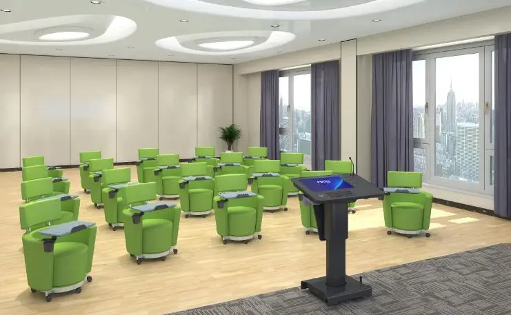 High Quality Electric Height-adjustable Lectern IOT Controlling Wireless Microphone Podium Classroom Teacher's Speech Table