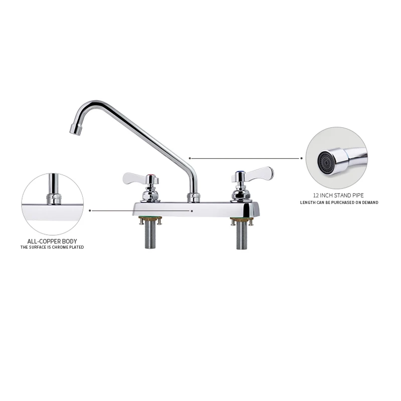 Commercial Kitchen Modern Kitchen Faucet Gun Metal Mixer Water Tap Dual Handle Stainless Steel Flexible Kitchen Sink Faucet details