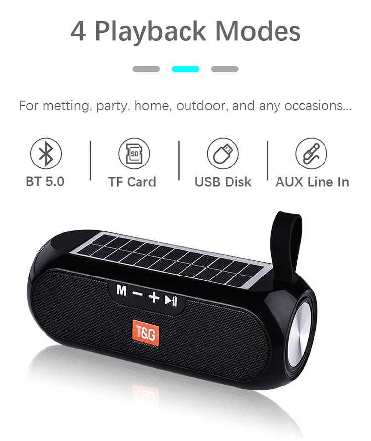 TG182 Portable Column Portable Column WirelessBluetooth Bass Stereo Box Waterproof Outdoor Solar Charging Bluetooth Speakers - ANKUX.COM