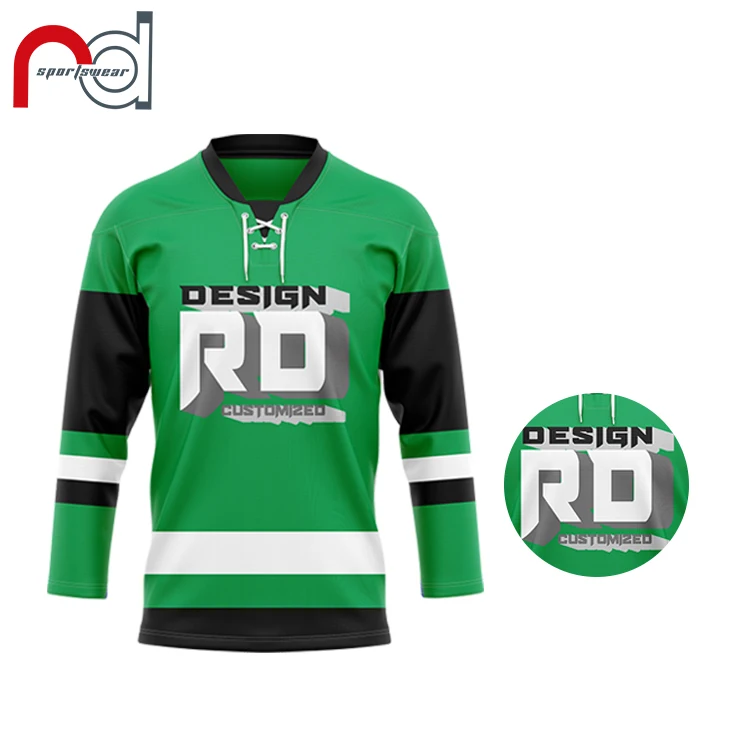 Custom Black Neon Green-White Hockey Jersey Discount
