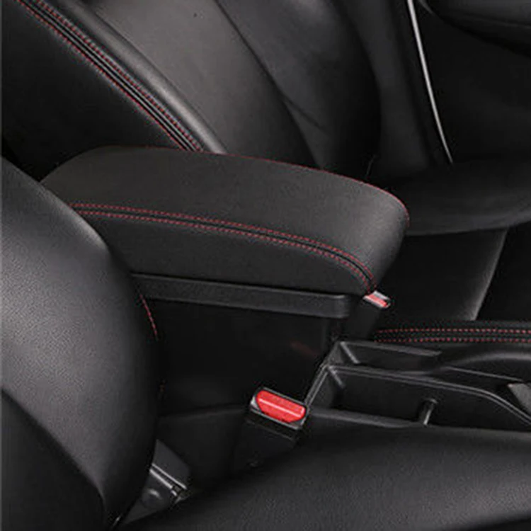 product for r50 auto parts universal leather car storage central store storage box with usb charger car center console armrest box-4