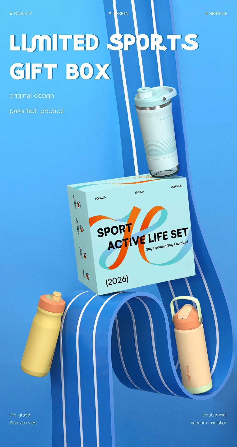 KOLINK 3-Piece Sports Bottles Gift Set in Custom Gift Box