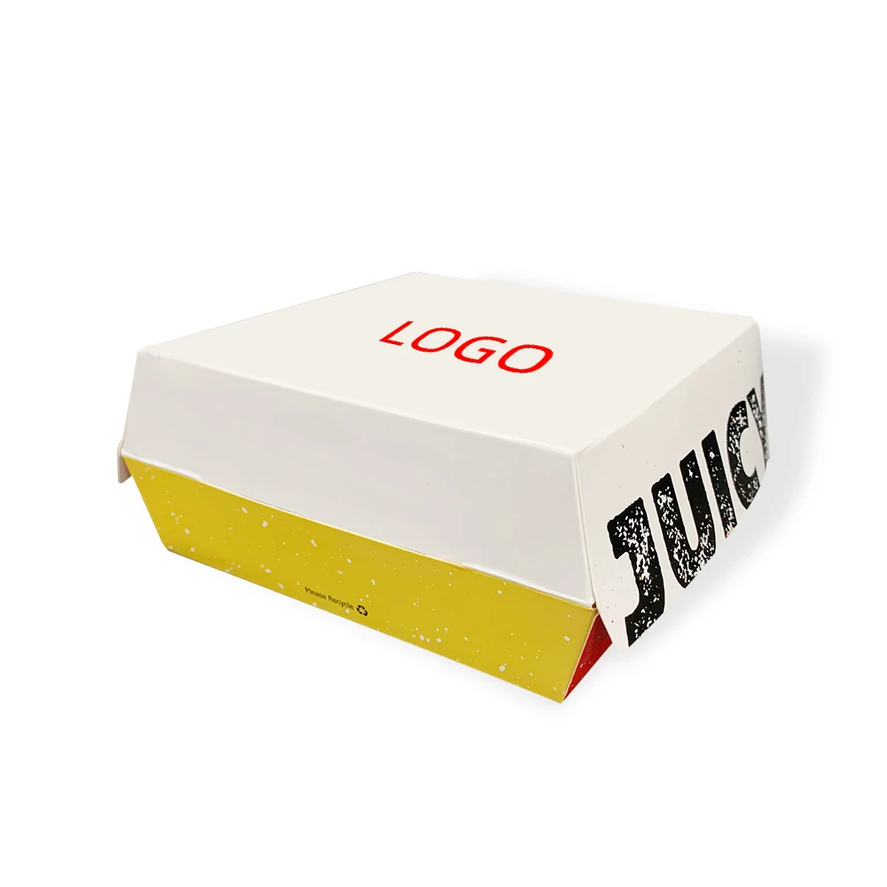 
Белая биоразлагаемая коробка для картофеля фри, гамбургеров, упаковка, картонная упаковочная коробка для бургеров с принтом на заказ 