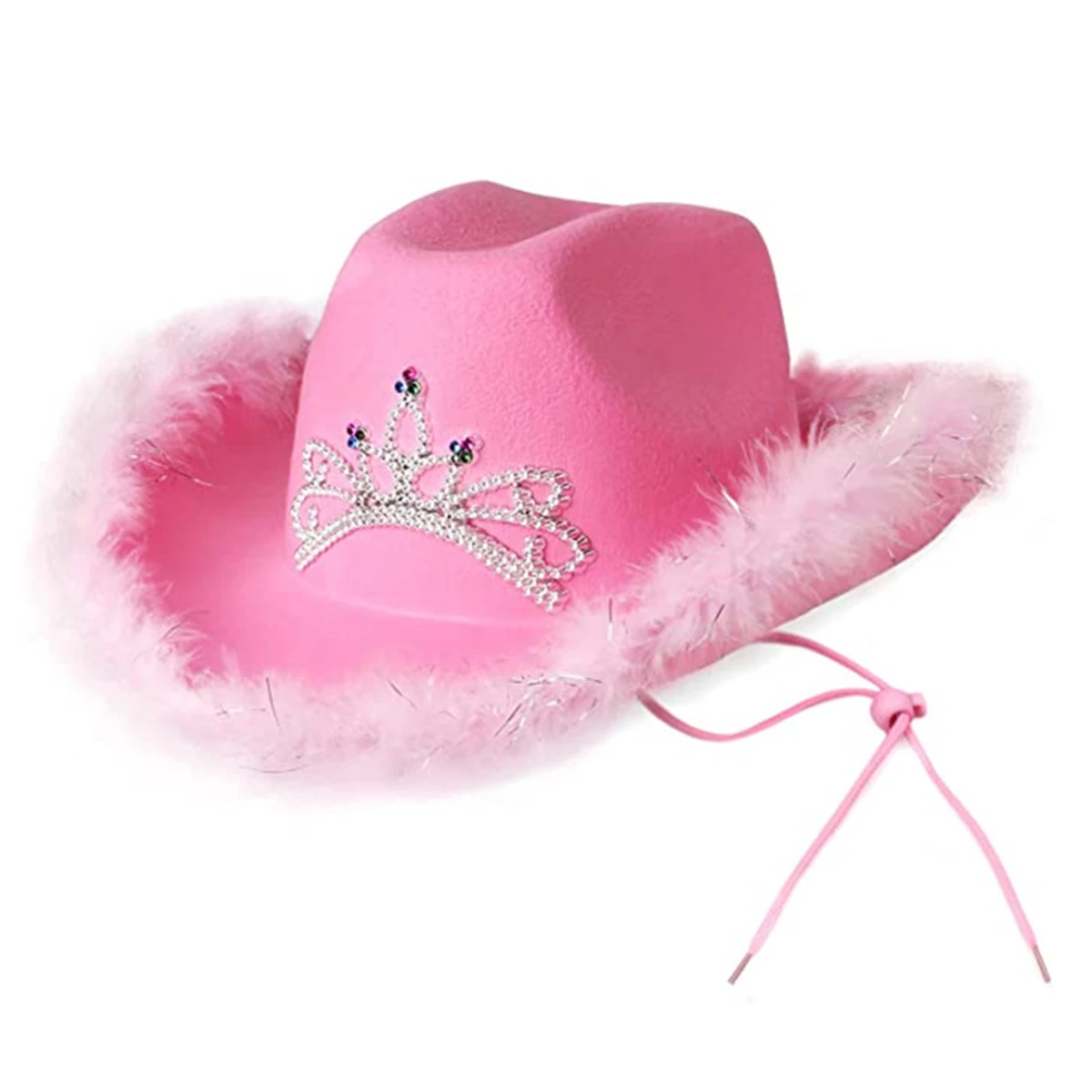 3391 Pink Cowgirl Hat With Bandana And Heart Glasses - Pink Cowboy Hat Pink Cowboy Hat with Diamantes & Pink Paisley Bandana | I  main image 2
