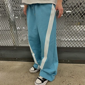 Clothing Manufacturer Men's 100% Cotton Heavy Sweatpants Elastic Waist Men Striped Trimmed Oversized Wide Leg Baggy Sweatpants