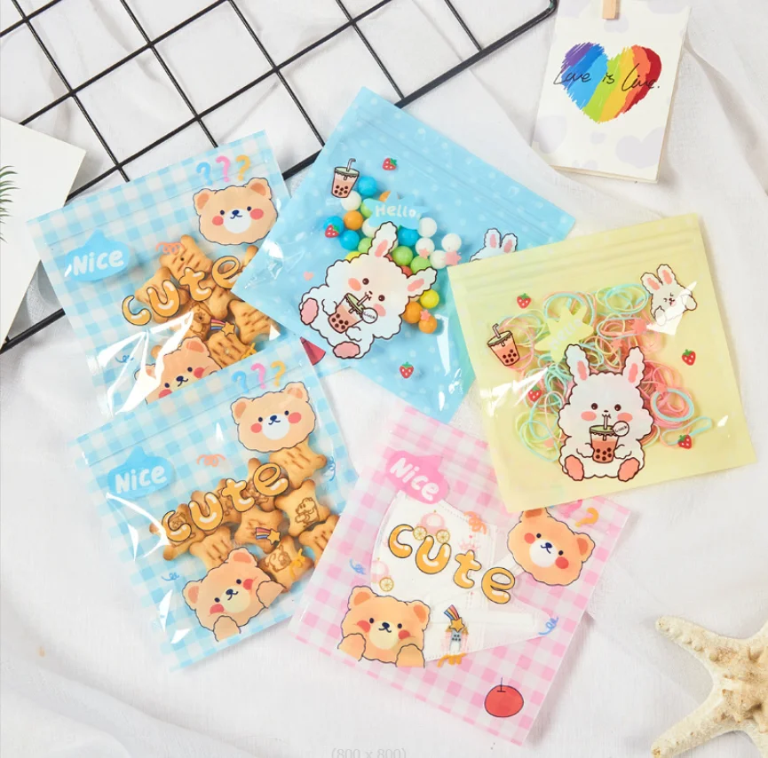 Custom Cute Cartoon Ziplock Bag Snack Candy Bear Cookie Bag Jewelry ...