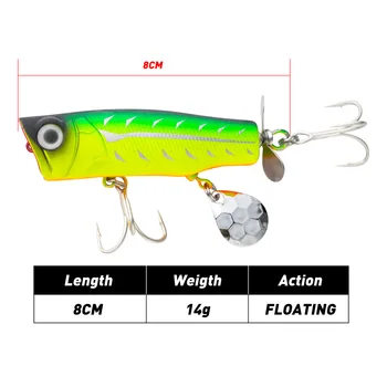 Cheery Long-Range Floating Water Wave Climbing Bait Lure 8cm/14g Two-Piece Propeller Bass Mouth-Raising ABS for Carp Seawater – Hard Lure – view 3