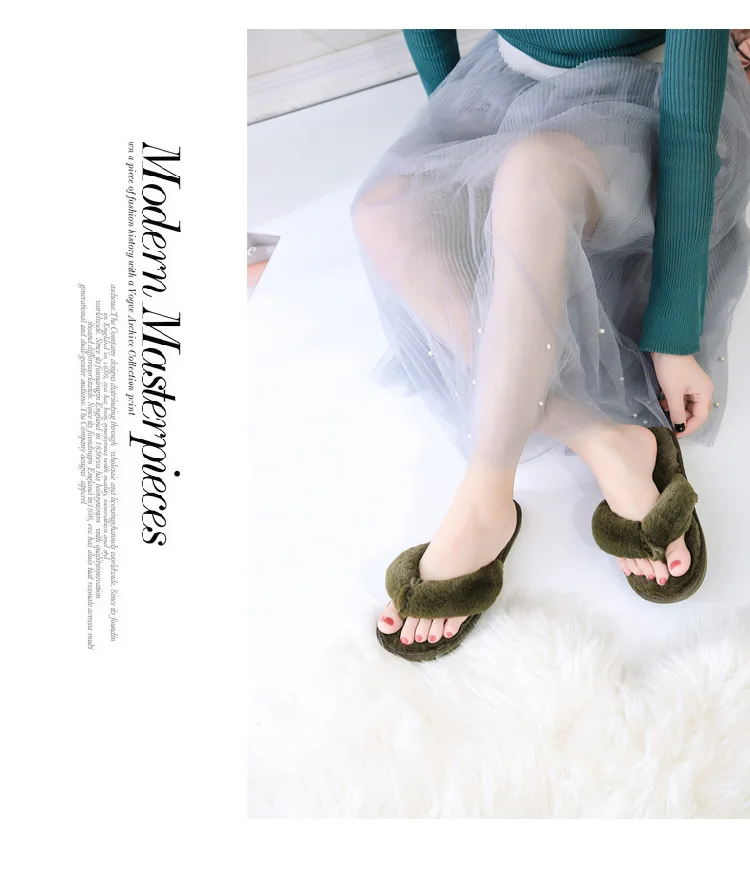 Оптовая продажа, меховые женские домашние теплые тапочки, домашние пушистые тапочки-стринги