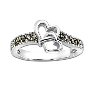 Oxidized Marcasite Jewelry 925 Silver Heart Ring