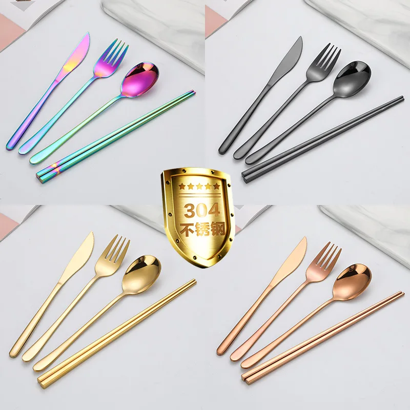 Stainless Steel Korean Flatware Spoon Fork Chopstick Cutlery Set Buy