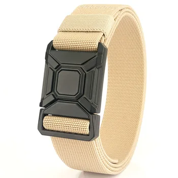 2024 Spring New Men's Casual Style Tactical Belt Quick Release Elastic Durable Original Design Customizable Logo Alloy for
