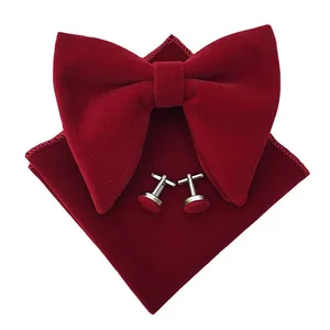 3pcs Set Fit Business Gift Wedding Red Blue Bow Tie With Handkerchief Suit Set Cravats