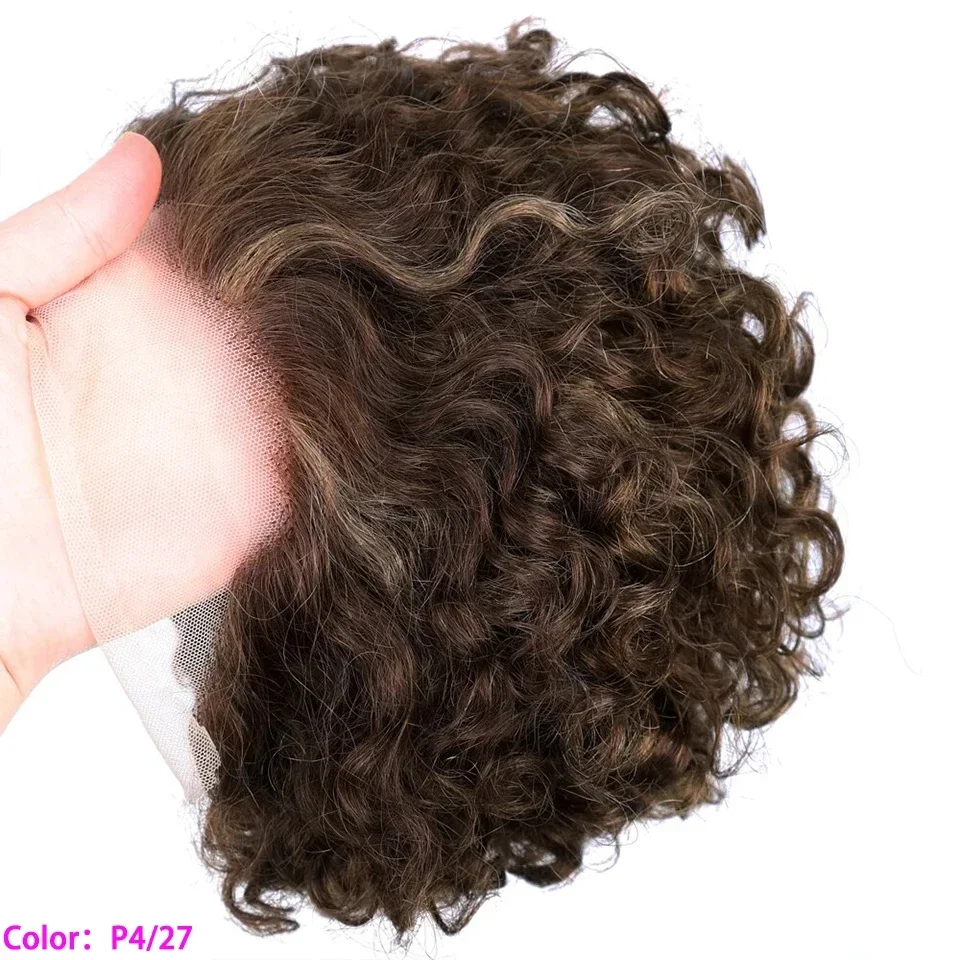 Korte Pixie Cut Pruik Menselijk Haar Pruiken Water Wave Ombre Bruin 13x1 Transparante Kant Voorkant Pruik Braziliaanse Maagdelijke Krullende Pruiken Voor Vrouwen_voghion.com