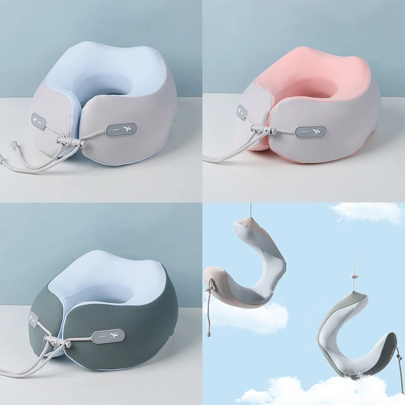 Memory Foam Neck Pillow with EVA Box Portable Folding  Colorful Cooling Pillow