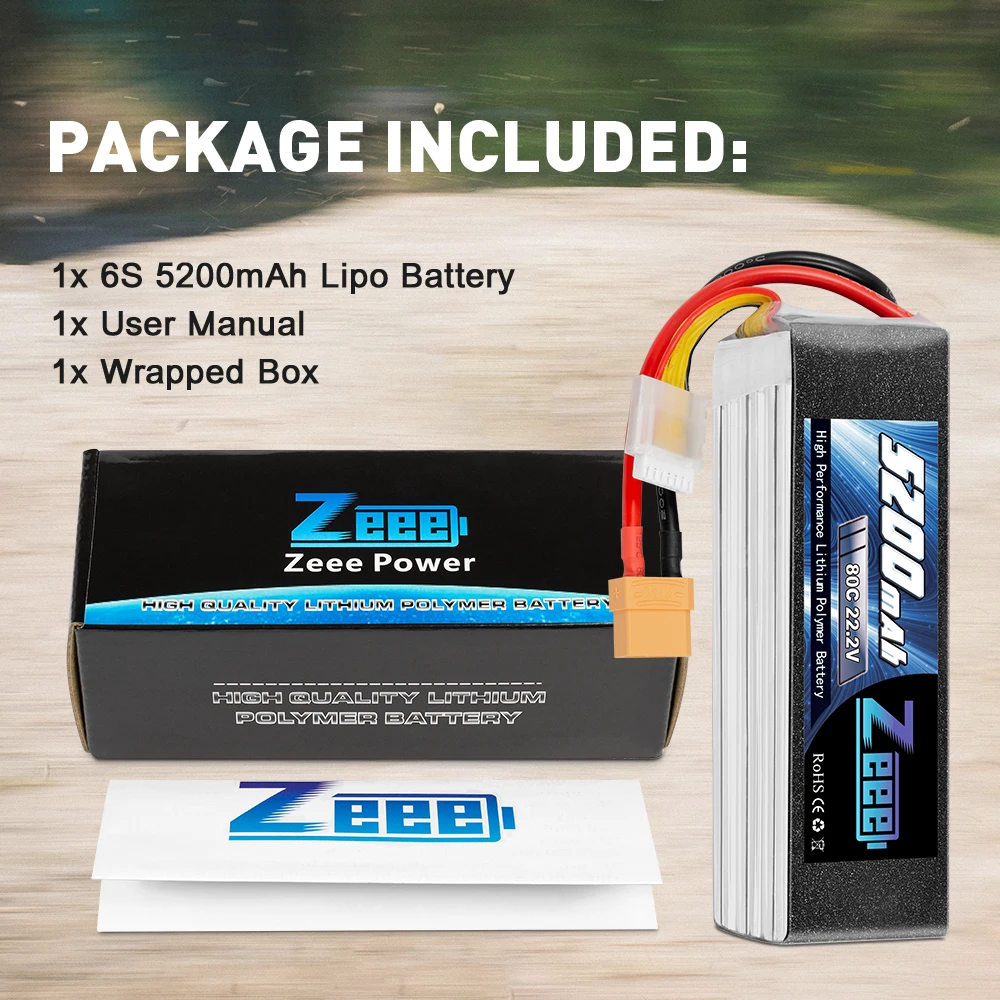 Zeee Rc 6s Lipo แบตเตอรี่22.2v 80c 5200mah,พร้อมขั้วต่อ Xt90สำหรับ