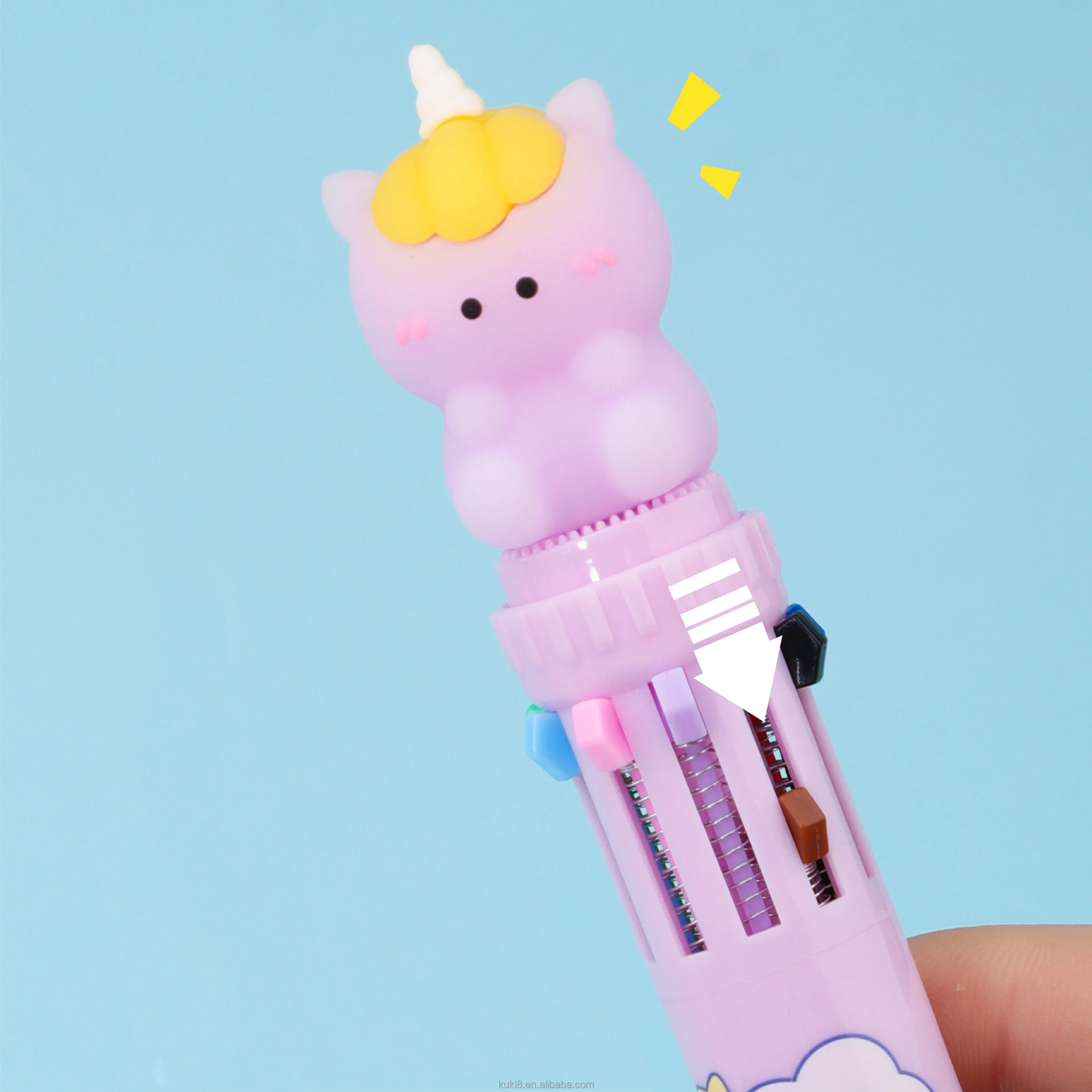Kuki Rainbow Unicorn Black Ballpoint Pen Multiple 10 Colors Handbook