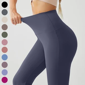 High Waisted Sustainable Flared Jogging Sports Leggings Solid Color Yoga Leggings With Elastic Waist Closure
