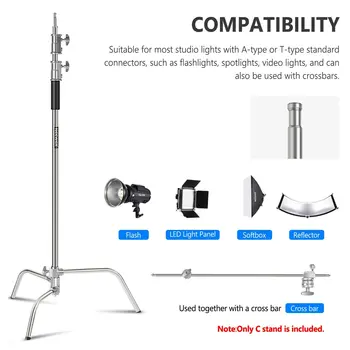 Neewer C Light Stand with Detachable Base Adjustable Heavy Duty C Stand for Moonlights Video Lights Load Capacity 44lbs/20kg detail image