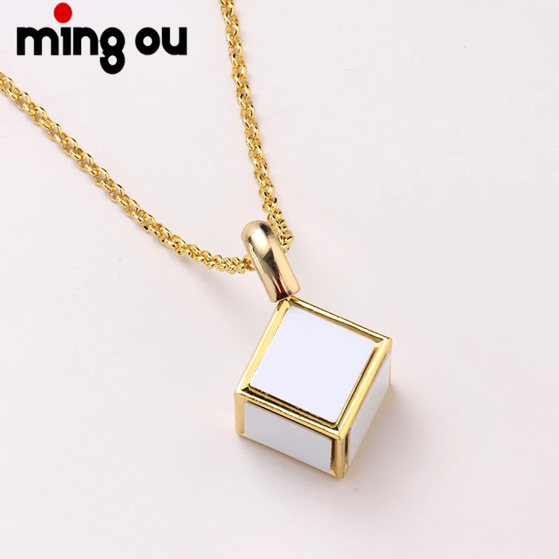 6 Inserts 3D Cube Photo Frame Necklace Sublimation Dice Memory Photo Pendant Necklace
