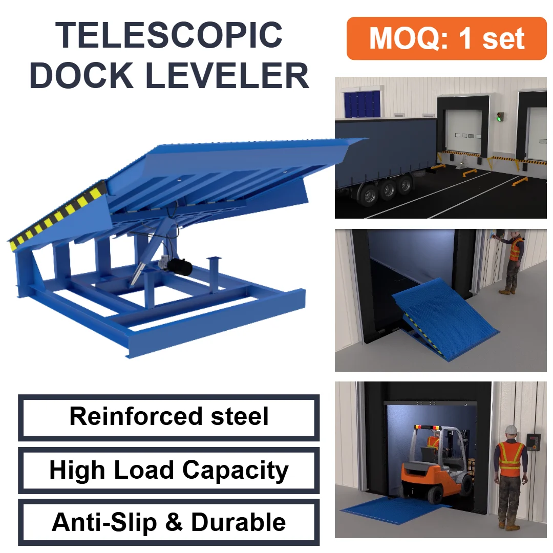 Hydraulic Telescopic Dock Leveler with Extendable Lip Heavy Duty Loading Platform Dock Ramp for Container and Warehouse