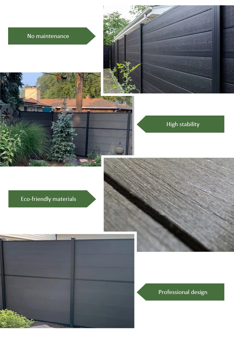 Antifading No Formaldehyde Wood Plastic Composite Fence Wpc Fencing Trellis Gates Pickets