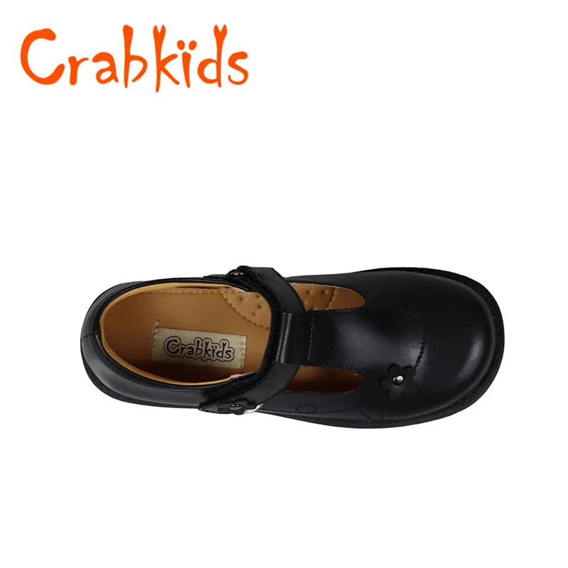 Crabkids Factory Wholesale Light Weight Kids Black School Shoes Student