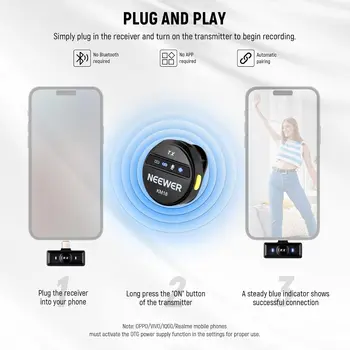 Neewer Wireless Lavalier Microphone for USB C with Charging Case Compatible with Android/PC/Laptop 48KHz/24Bit Mini Lapel Mic detail image